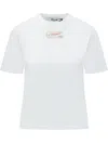 Msgm White Logo Crew Neck T-shirt In White