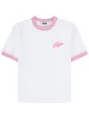 Msgm White Logo Crew Neck T-shirt In White