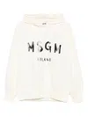 Msgm Logo Print Cotton Hoodie Clothing In Neutral