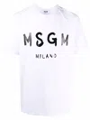 Msgm Logo Print Cotton  T-shirt In White