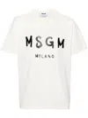 Msgm Cotton T-shirt With Front Printed Logo In Multi