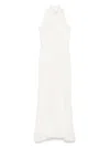 Msgm White Maxi Dress With High Neckline And Fitted Bodice