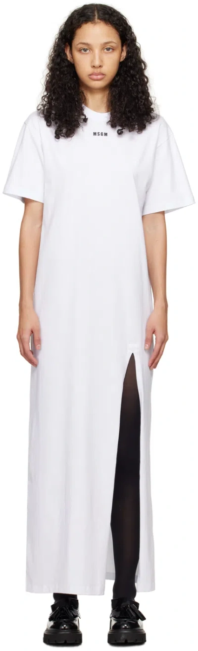 MSGM WHITE MICRO MAXI DRESS