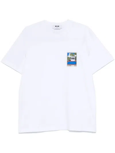 MSGM WHITE PATCH DETAIL T-SHIRT