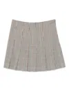 Msgm White Pleated Mini Skirt With Checkered Pattern In Gray