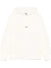 Msgm White Printed Logo Hoodie