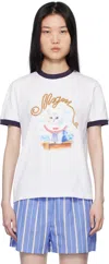 Msgm White Crewneck T-shirt With Logo Print On The Front In 01 Optical White