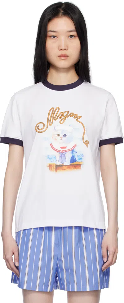 MSGM WHITE PRINTED T-SHIRT