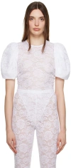Msgm Stretch Tulle Bodysuit In 01 White