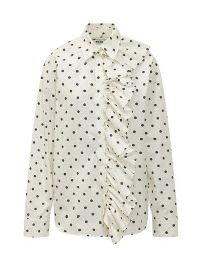 Msgm Women White Regular Polka Dot Shirt