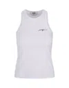 Msgm Embroidered-logo Ribbed Tank Top In White