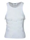 Msgm White Top With Round Neck And Applied Circle Details In Cotton Woman In White
