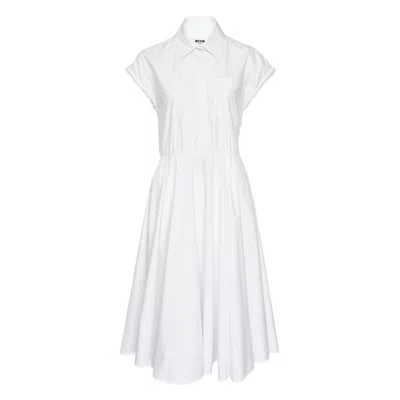 Msgm White Shirt Dress
