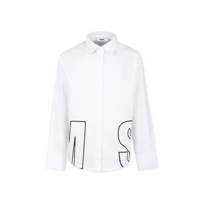 Msgm Kids' White Shirt For Girl With Logo