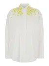 Msgm White Shirt With Classic Collar And Front Embellishment
