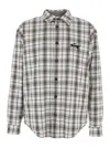 Msgm White Shirt With Logo Embroidery On The Front And All-over Check Motif In Viscose Blend Stretch Man In White
