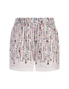 MSGM WHITE SHORTS WITH MULTICOLOUR BEAD PRINT