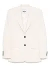 Msgm Viscose Jacket With Chest Patch Pocket In Neutral