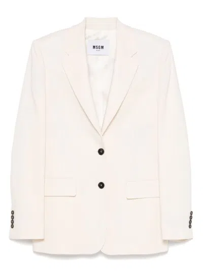 MSGM WHITE SINGLE-BREASTED BLAZER