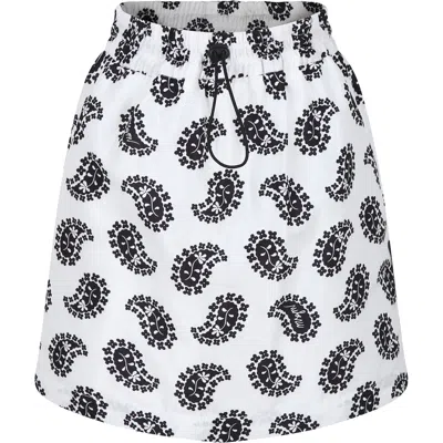 Msgm Kids' White Skirt For Girl With Flowers Print