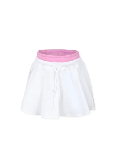 Msgm Kids' White Skirt For Girl With Logo
