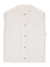 Msgm Frayed Buttoned Vest In White