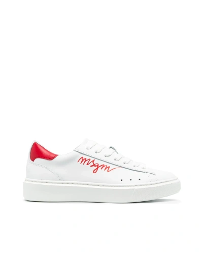 Msgm White Sneakers With Logo