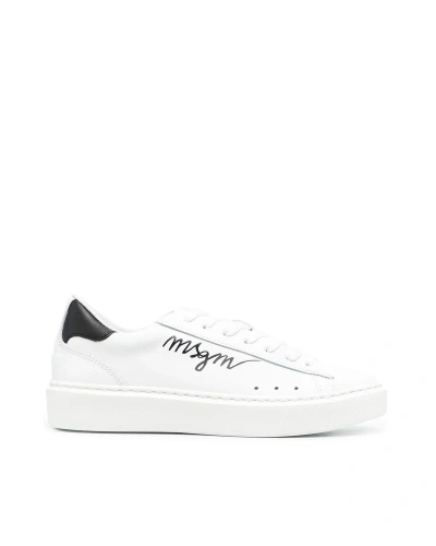 Msgm White Sneakers With Logo