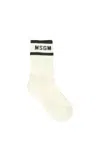 Msgm White Socks For Kids With Black Logo In White
