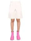 Msgm White Solid Shorts In White