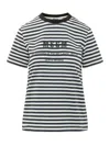 Msgm White Stripes Crew Neck T-shirt In White