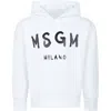 Msgm White Sweatshirt For Kids With Logo In White