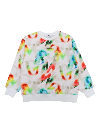 Msgm Kids' White Sweatshirt With Prints