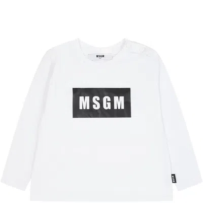 Msgm White T-shirt For Baby Kids With Logo