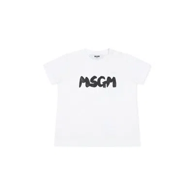 Msgm White T-shirt For Babykids With Logo