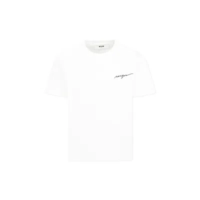 Msgm Kids' White T-shirt For Boy With Logo