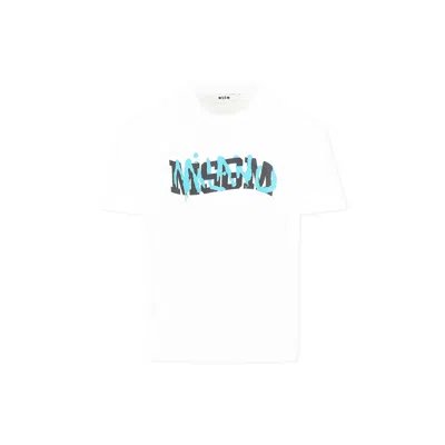 Msgm Kids' White T-shirt For Boy With Logo