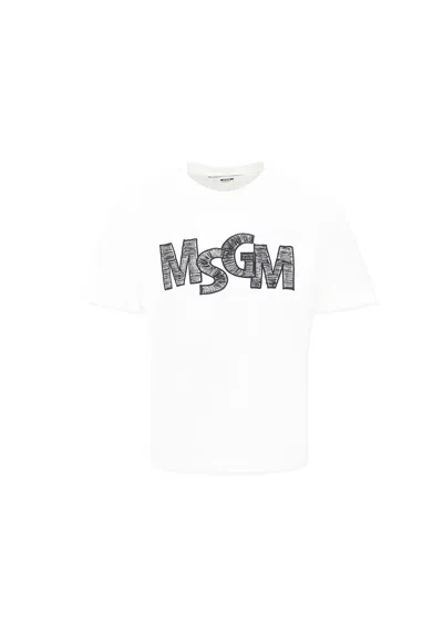 Msgm Kids' White T-shirt For Boy With Logo