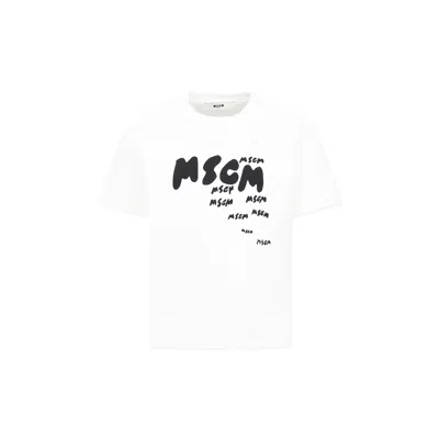 Msgm Kids' White T-shirt For Boy With Logo