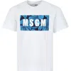 MSGM WHITE T-SHIRT FOR BOY WITH LOGO