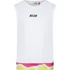 MSGM WHITE T-SHIRT FOR GIRL WITH LOGO AND PRINT