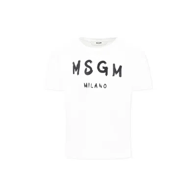 Msgm White T-shirt For Kids With Logo