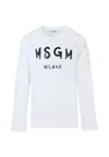 Msgm White T-shirt For Kids With Logo In White