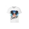 Msgm White T-shirt For Kids With Palm Tree And Logo In White