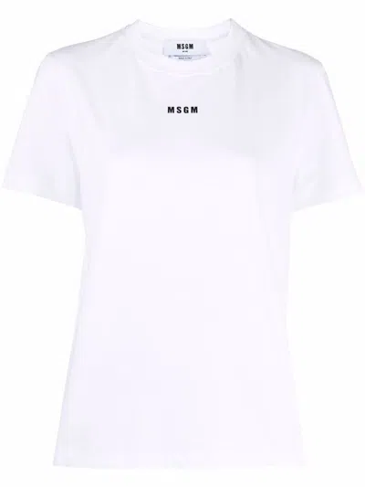 Msgm White T-shirt With  Logo