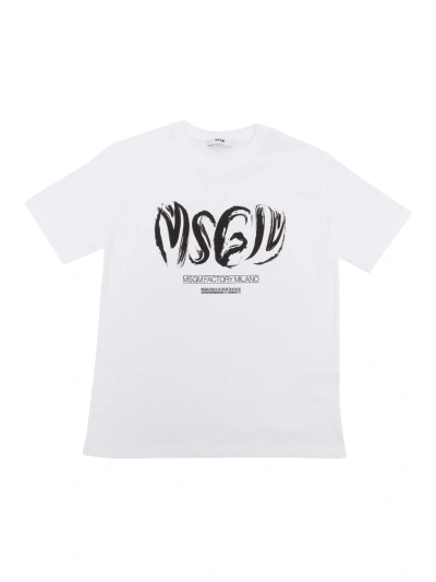 Msgm Kids' White T-shirt With Print