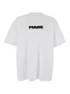 Msgm White T-shirt With Print On The Front And Logo On The Back In White