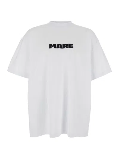 Msgm White T-shirt With Print On The Front And Logo On The Back In Cotton Man