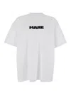 Msgm White T-shirt With Print On The Front And Logo On The Back In White