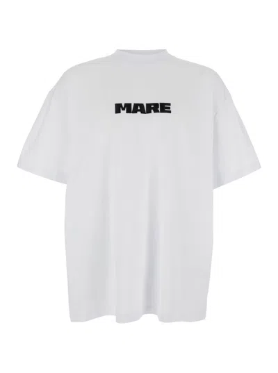 MSGM WHITE T-SHIRT WITH PRINT ON THE FRONT AND LOGO ON THE BACK IN COTTON MAN